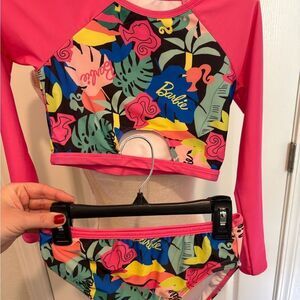 NWOT Barbie Kids Rashguard Set - Pink and Multicolor